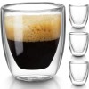 Gencywe Double Walled Espresso Cups Set of 4 (50% Thicker),