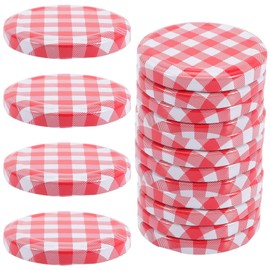 Kichvoe 40pcs Red Gingham Jam Jar Lids Regular Mouth Canning Jars Caps Jelly Jar Lids 70mm Split-type Kerr Jars Lids for Meal Prep & Emergency Food Storage B