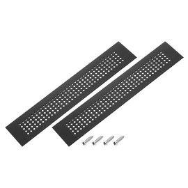 PATIKIL 14 x 2 Inch Door Air Vent Cover, 2 Pcs Aluminum Grille Ventilation Cover Louvered Diamond Hole with Mounting Screws for Cabinet Wardrobe Door, Black