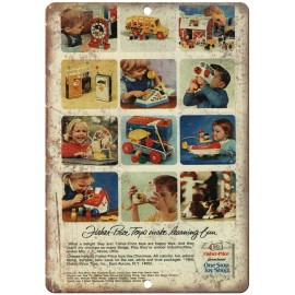 Fisher-Price Toys Make Learning Fun Ad 12"x9" Reproduction Metal Sign ZD07