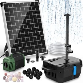 POPOSOAP Pond Filter with 20W Solar Fountain Pump, Solar Pond Filter with 280GPH Pump & Fountain Kit, Outdoor Filter Box with 6.6FT PVC Tubing, Perfect for Ponds Clean, Clear, and Add Water Features