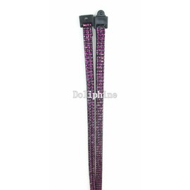 Multi-Colors Rhinestone set Breakaway LANYARD, Retractable Reel and Vertical Badge Holder (19 colors for choice) (Plum Purple)