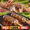 4-Pack Stainless Steel Rolling Grill Baskets for BBQ – Wooden