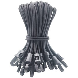 WMZOBH Bungee Cords with Hooks 25 Pcs - 6 Inch Elastic Short Bungee Ropes with Hooks, Small Tarpaulin Hooks (Black)