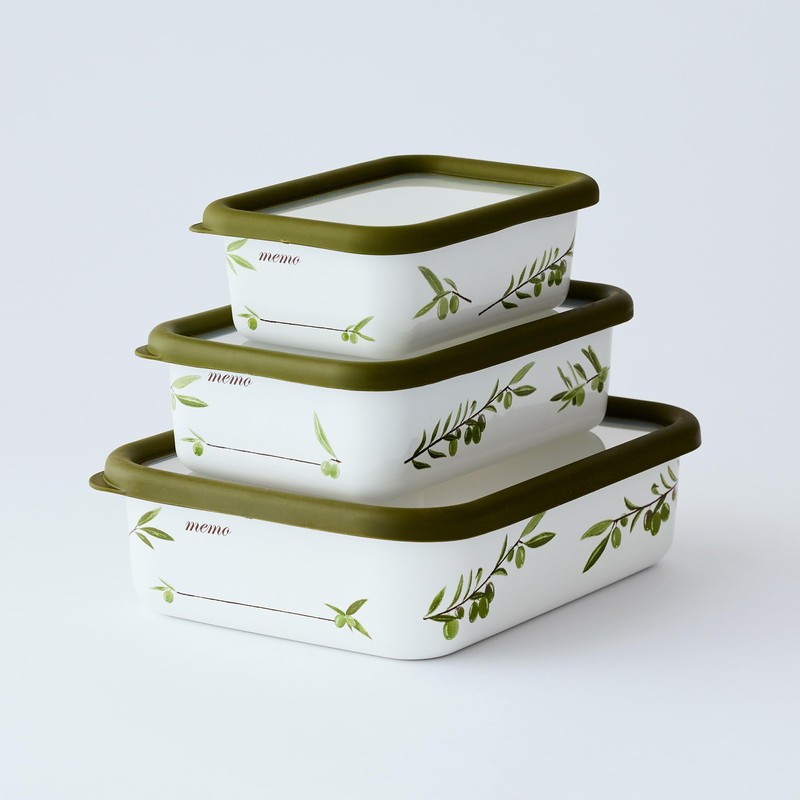 Fuji Hollow Enamel Storage Container, Includes Memo Column for Writing