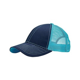 MG Unisex Low Profile (Str) Trucker Cap-7641-NVY-TURQ Navy/Turquoise