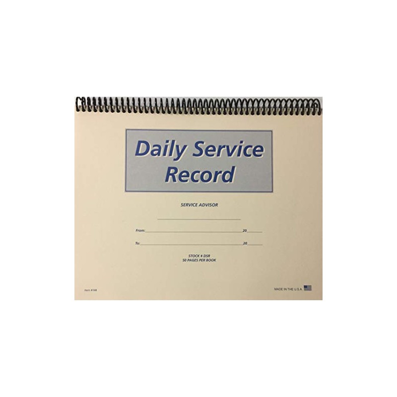 Daily Service Record Book - 50 Sheets/Book (W9)