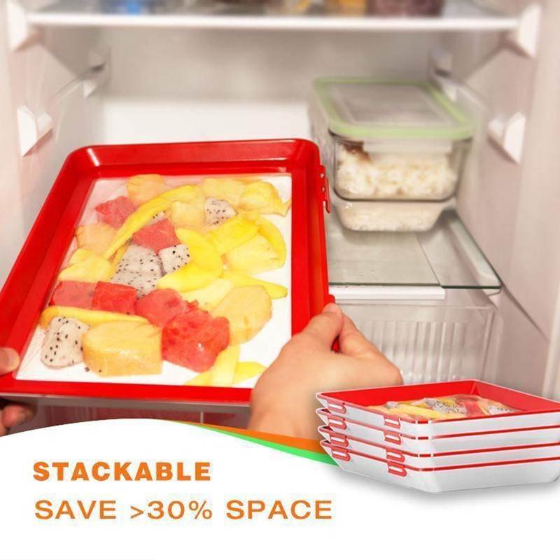 Food Plastic Preservation Tray, Stackable Food Tray Reusable Creative fresh