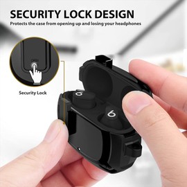 Beats Studio Buds/Studio Buds+ Case Cover 2021/2023 Men Lock Clip with Cleaning Kit, GARTOO Protective Case with Cleaning Tool Compatible with Beat Studio Bud Plus for Women Girls Kids Black