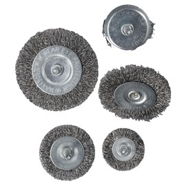 Fudeshe Stainless Steel Wire Brush 6pcs 0.012 Inch Coarse Stripping Crimped Matel Burnishing Tool Drill Attachment Abrasive Brushes for Drill 1/4 Inch Arbor