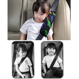 Furforstk Children's Seat Belt Pads, Pack of 2, Dinosaur Seat Belt Protector, Children's Car, Black Belt Padding, Thick Padding, Belt Protection, Children's Car, The Fixed Buckle Design Does Not Shift