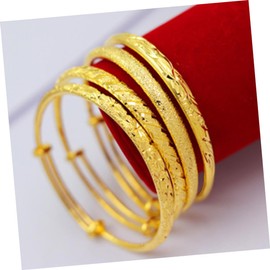 STOBAZA 3 Pcs Promise Bangle Golden Bangle Birthday Bangle Open Gold Cuff Friend Bracelet Gold Women Bracelet Open Bracelets Slap Bracelets for Kids Lovers Jewelry Vintage