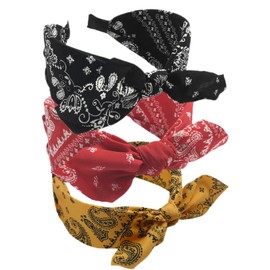 Wide Bow Headband for Women Fabric Hair Band Elastic Head Wrap Cute Knot Hair Accessories for Women and Girls (YaoGuoBow2)