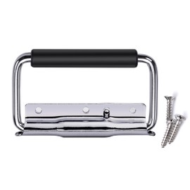 SYINE 5.15 Inch 8.3 oz Large Heavy Duty Folding Handle,3 Mounting Holes,Spring Loaded with Rubber Grip for Toolbox Cabinet,1 Pack,Silver