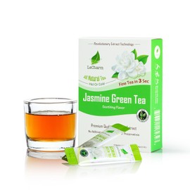 Jasmine Green Instant Tea on the Go LeCharm 100% Natural Tea Extract, Unsweetened Drink Instant Crystallized Tea Powder for Pure Water, Iced Tea and Hot Tea(10 Sachets)