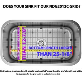 Serene Valley Sink Bottom Grid 25-1/8" x 12-7/8", Centered Drain with Corner Radius 1-1/2", Sink Grid Stainless Steel NDG2513C