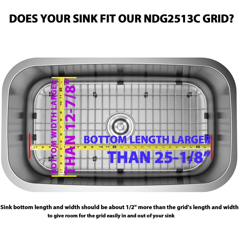 Serene Valley Sink Bottom Grid 25-1/8" x 12-7/8", Centered Drain