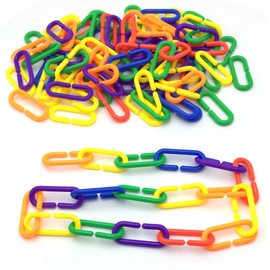 JIALEEY 100 Piece Plastic C-Clips Hooks Chain Links Rainbow C-Links Children's Learning Toys Small Pet Rat Parrot Bird Toy Cage