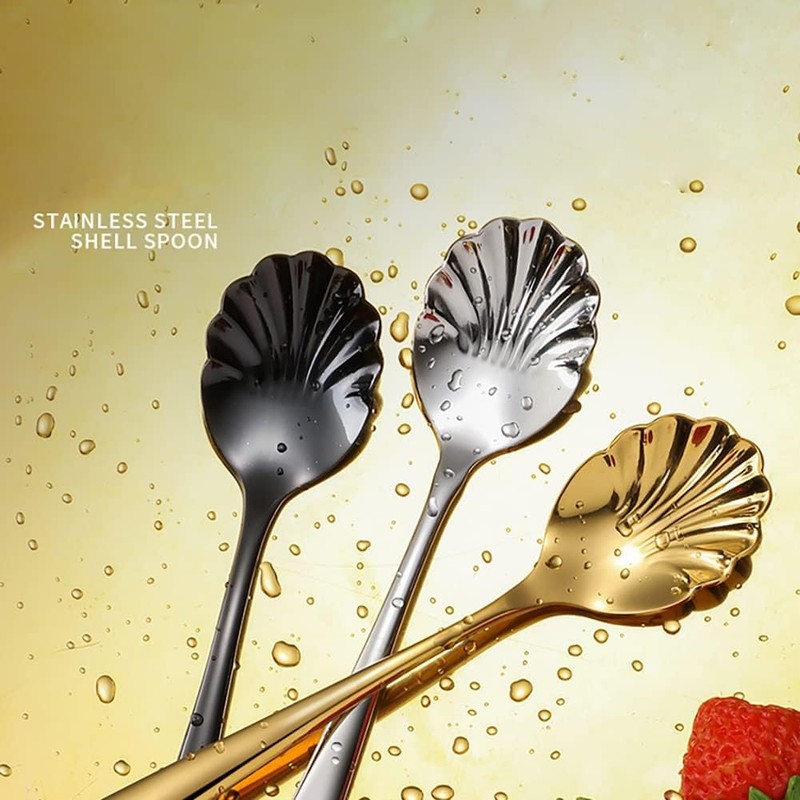 4pcs Shell Shape Coffee Stir Spoon, Heavy Duty Stainless Steel