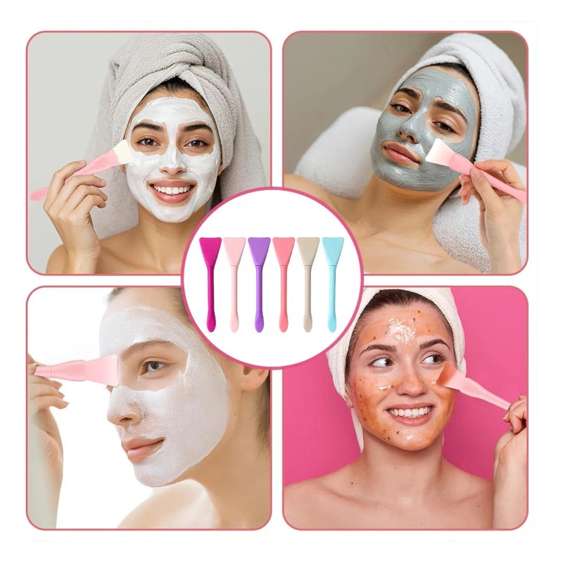 24pz Brocha Espátula Aplicador Mascarilla Facial Silicona