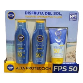 Nivea Sun Protector Solar 2 Locion + 1 Crema Kids