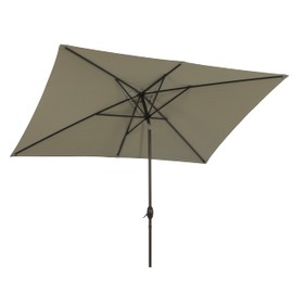 CASAINC 6.5 X10 FT Rectangular Patio Umbrella Market Table Umbrella Outdoor Aluminium Umbrella with Push Button Tilt and Crank for Garden Lawn Deck Backyard Pool-Gray