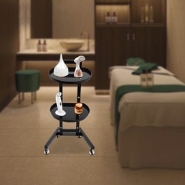 CNCEST Foldable Salon Trolley Cart,Stainless Steel Tattoo Tray with Wheels Trolley Adjustable Height, Salon Tray Equipment Service Instrument Storage Tray Accessory for Salon & Spa Use