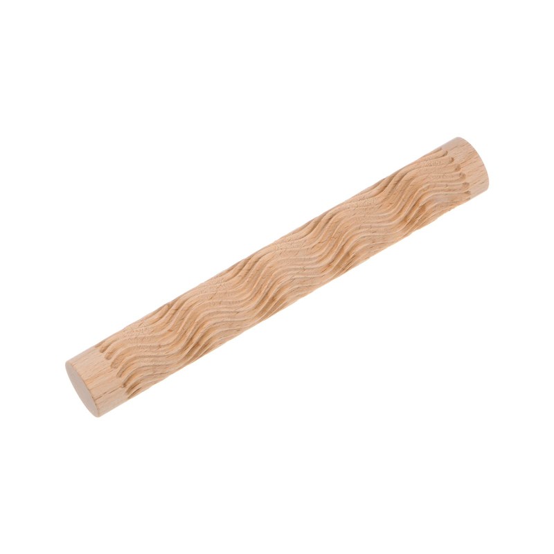 sourcing map Wood Clay Roller Wave 15cm x 2cm Beech