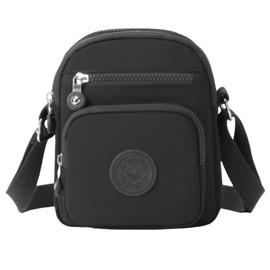 FAVORTALK Crossbody Bags for Women Casual Nylon Black - Multi Pockets Handbags Phone Bag for Shopping Travel Work Holiday Small - B35827