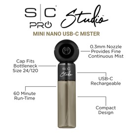 Stylecraft Studio High-Pressure Atomization Cordless Mini Nano Mister, USB-C Rechargeable for Barbers, Salon, Home Use