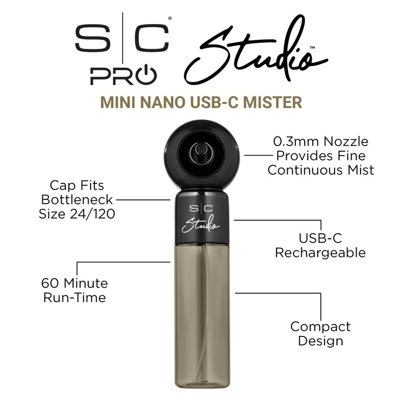 Stylecraft Studio High-Pressure Atomization Cordless Mini Nano Mister, USB-C Rechargeable
