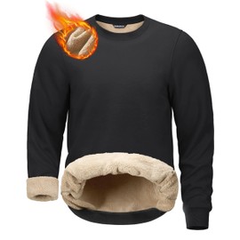 G Gradual Sherpa Lined Sweatshirts for Men Fleece Crewneck Sweatshirt Pullover Warm Shirts for Winter, Black, Small