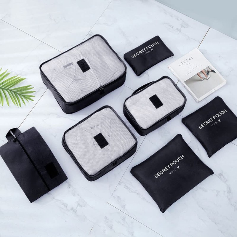 Natiform 7-Piece Label Pouch Travel Storage Luggage Organizer Bag