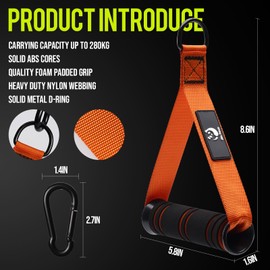 Slim Panda Resistance Band Handle Heavy Duty Cable Machine Attachment, Strong Nylon Webbing, and Seamless Steel D ring For Fitness Workout Gym Pilates Yoga Crossover