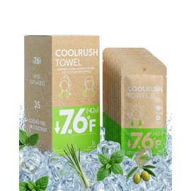 CoolRush Towel with Natural Mint Extract, Instant 3-Second Cooling Towel, Reusable Sports Cooling Wipes for Summer Heat, Alcohol-Free, for Running, Cycling, Gym, Outdoor Activities(10 Pack)
