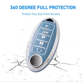 Flensent Key Fob Cover with Keychain for Nissan Altima Sentra Rogue Pathfinder Murano Armada Maxima (5-Blue)