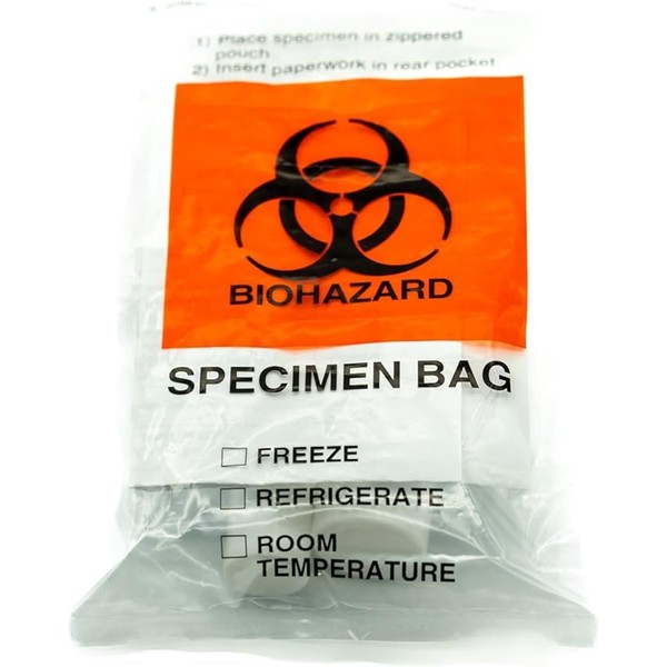 Specimen Biohazard Bags with Extra Pocket 6"x9" (Qty 500 bags)