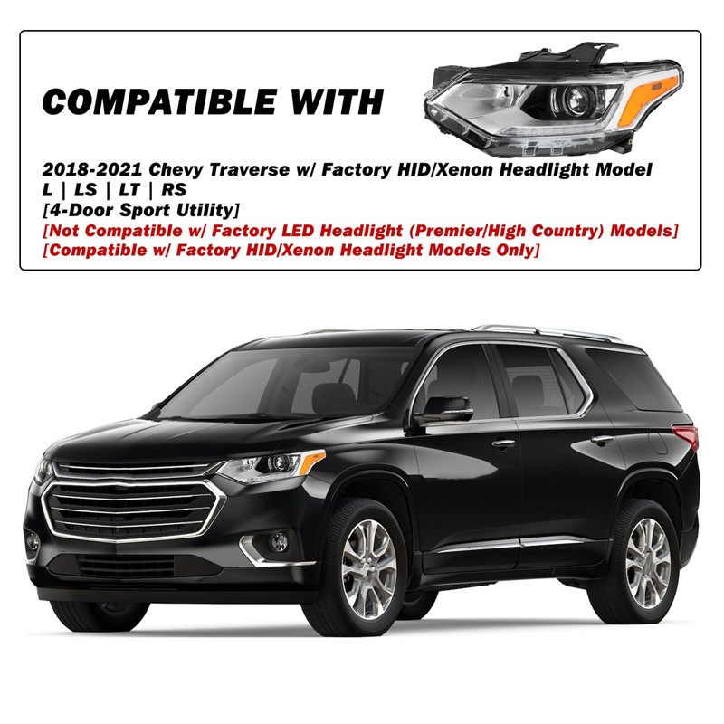 SOCKIR [HID/Xenon Headlight Assembly Fit for 2018-2021 Chevy Traverse L/LS/LT