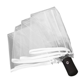 Automatic Umbrella, Transparent, Diameter 98 cm, Windproof Umbrella, Pocket Umbrella for Men and Women, Foldable Transparent Umbrella with Carry Case for Weddings, Travel Umbrella, Golf Umbrella,
