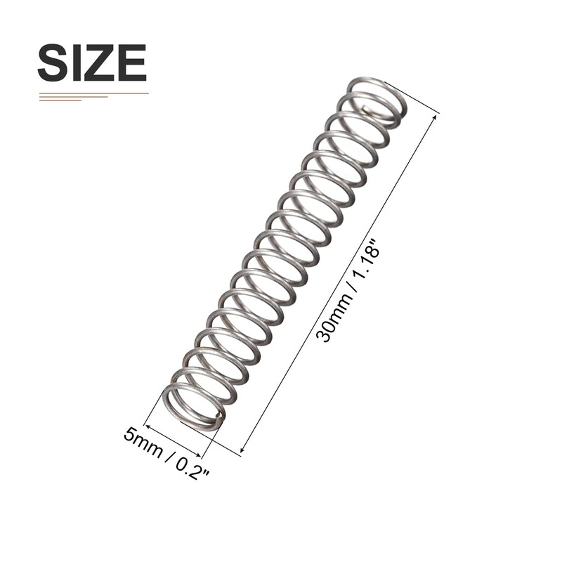 DTGN 0.5x5x30mm(DxODxL) Compression Spring - 30Pack - Good for Machinery