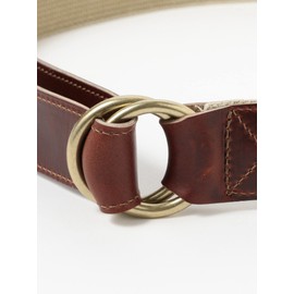 Beams Plus ARTS & CRAFTS Canvas Belt, Special Order, AGING W RING COMBI BELT, Men's, Khaki