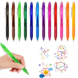 ElevaPulse Erasable Ballpoint Pen, 12 Colours Erasable Pen Set, Ideal for Notes, Sketches and Documents, Pack of 12 with Various Colours