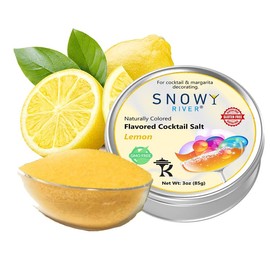 Snowy River Naturally Flavored Lemon Cocktail Salt (1x3oz Tin), Colored and Lemon Flavored Margarita Rimming Salt, Beverage Rimmer, Drink Salt, Decorative Salt for all occassions (Lemon)