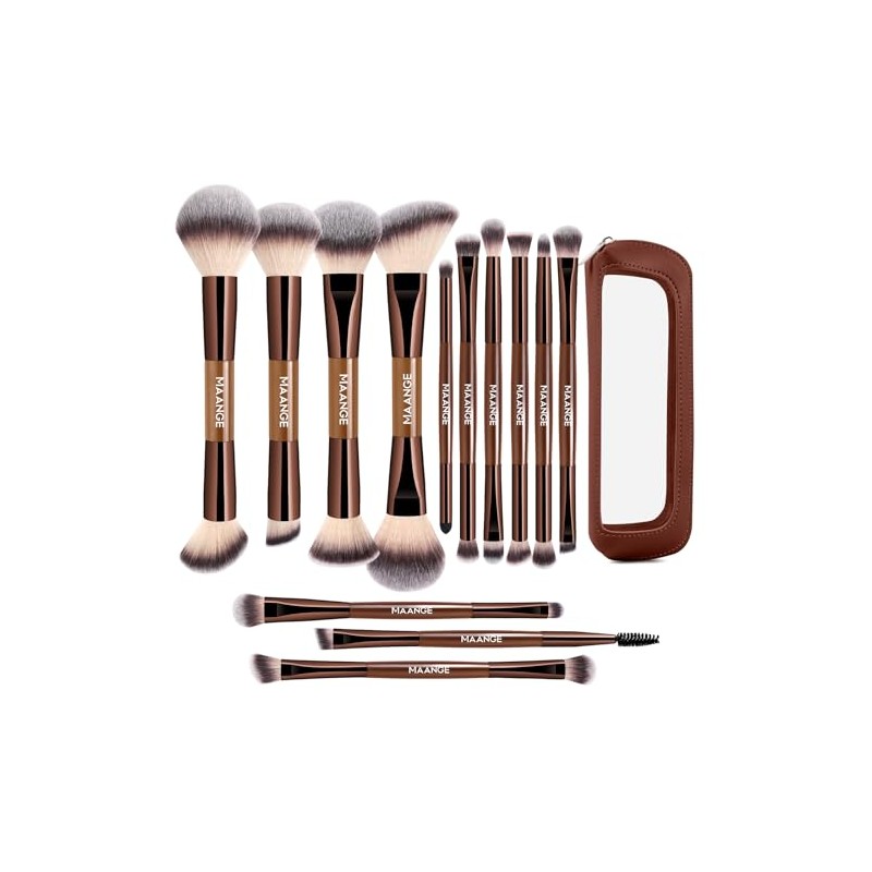 MAANGE Set Profesional de 13 Brochas para Maquillaje Doble Punta