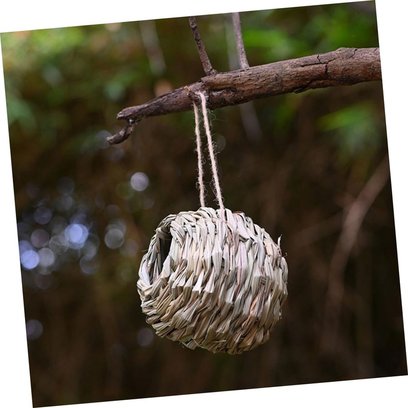 KONTONTY Weather Resistant Hummingbird Bird House Nest Natural Grass Bird