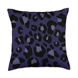 Blue Black Print Leopard Cheetah Animal Print Blue Black Cheetah Leopard Print Animal Skin Cute Trendy Throw Pillow, 18x18, Multicolor