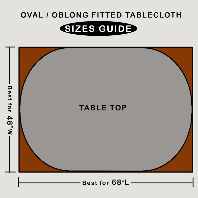 LIBERECOO Oval Fitted Vinyl Tablecloth - Cream Wood - Fits