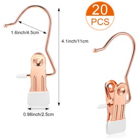 Boot Hanger for Closet, Laundry Hooks with Clips, Boot Holder, Hanging Clips, Portable Multifunctional Hangers Single Clip Space Saving for Jeans, Hats, Tall Boots, Towels (Rose Gold, 20 Pieces)