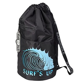 Kaboodle Childrens Waterproof Swim and Sports Bag - Black and Aqua Blue Surf's Up