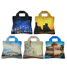 Envirosax Reusable Grocery Bags, Set of 5, Multicolored Travelling, TP Series